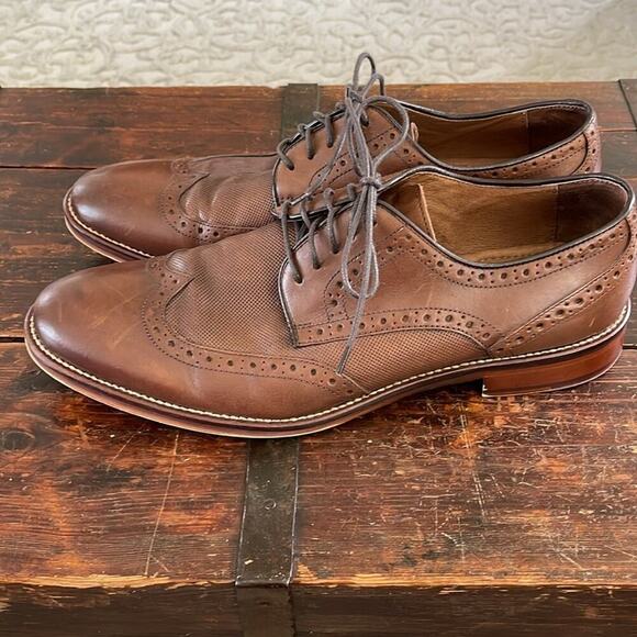 Men's Johnston & Murphy Conard Oak Calfskin Wingtip Shoes Size 10.5 - Picture 2 of 7